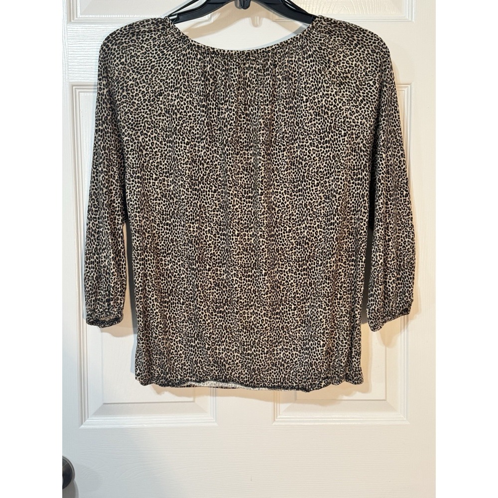 MICHAEL KORS Leopard Print 3/4 Sleeve Boat Neck Top Size M - Picture 5 of 5